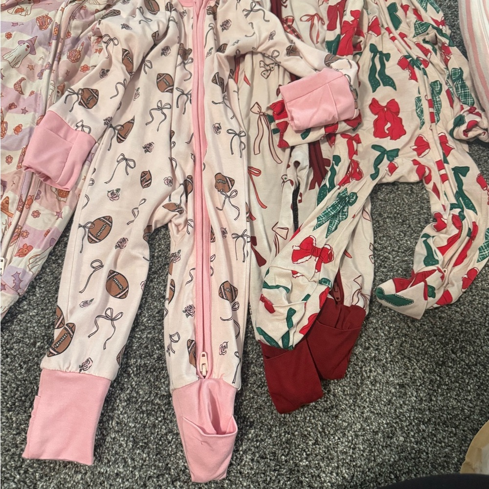 Charming Pink and Cream Kids Pajama Footies